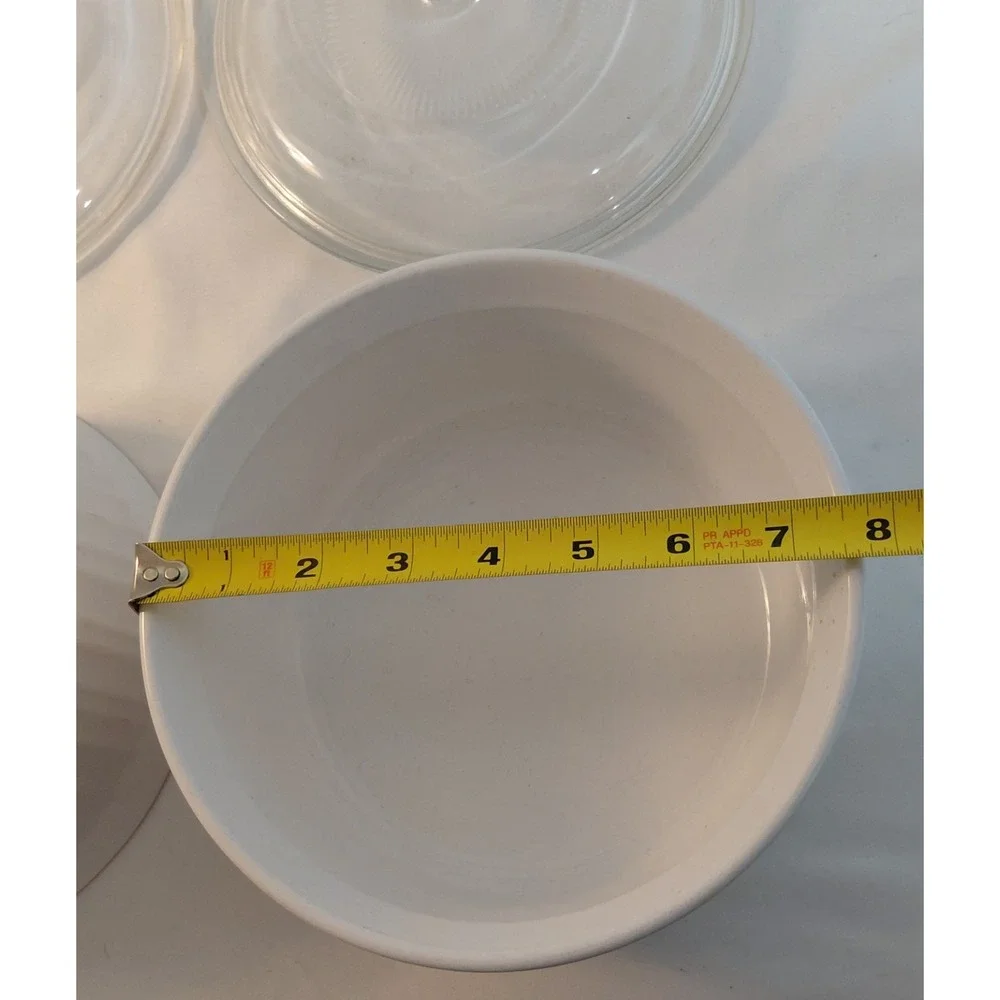 Vintage CorningWare French White 1.6 Liter Round Covered Casserole Dishes F-5-B